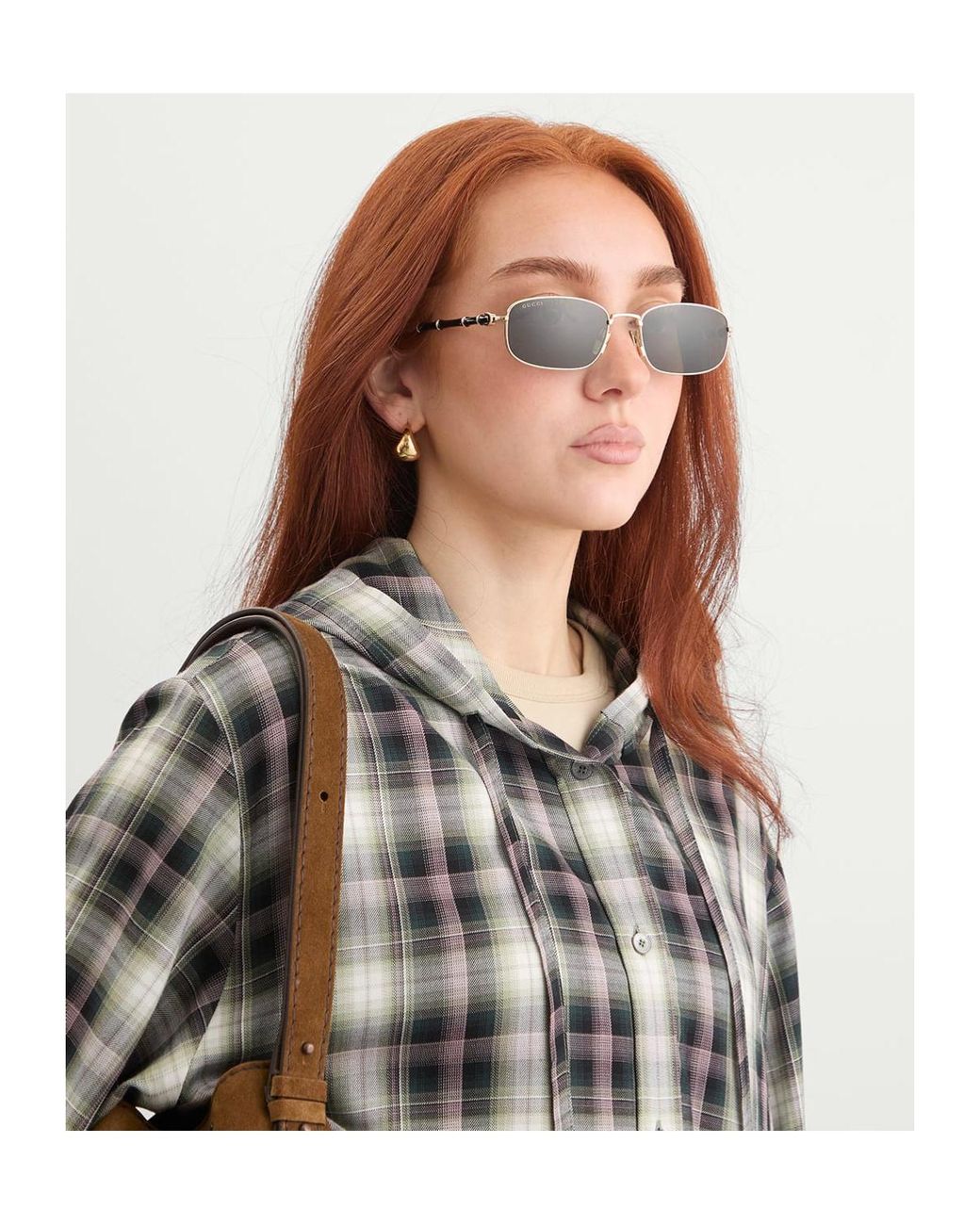 Gucci White Rectangle Sunglasses for men