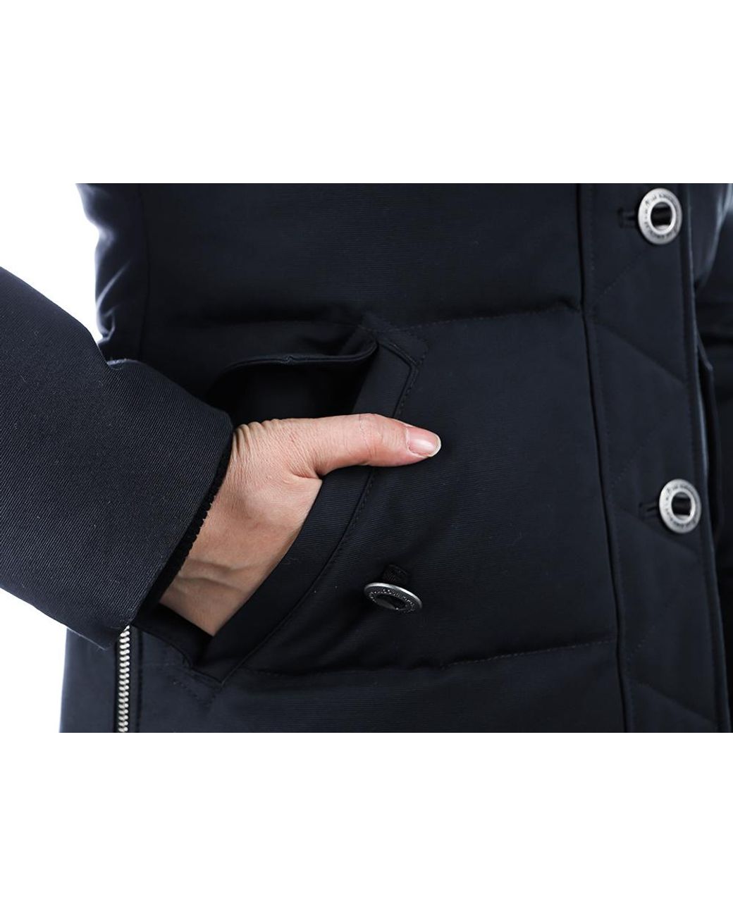 Moose Knuckles Black Long-Sleeved Hooded Down Jacket