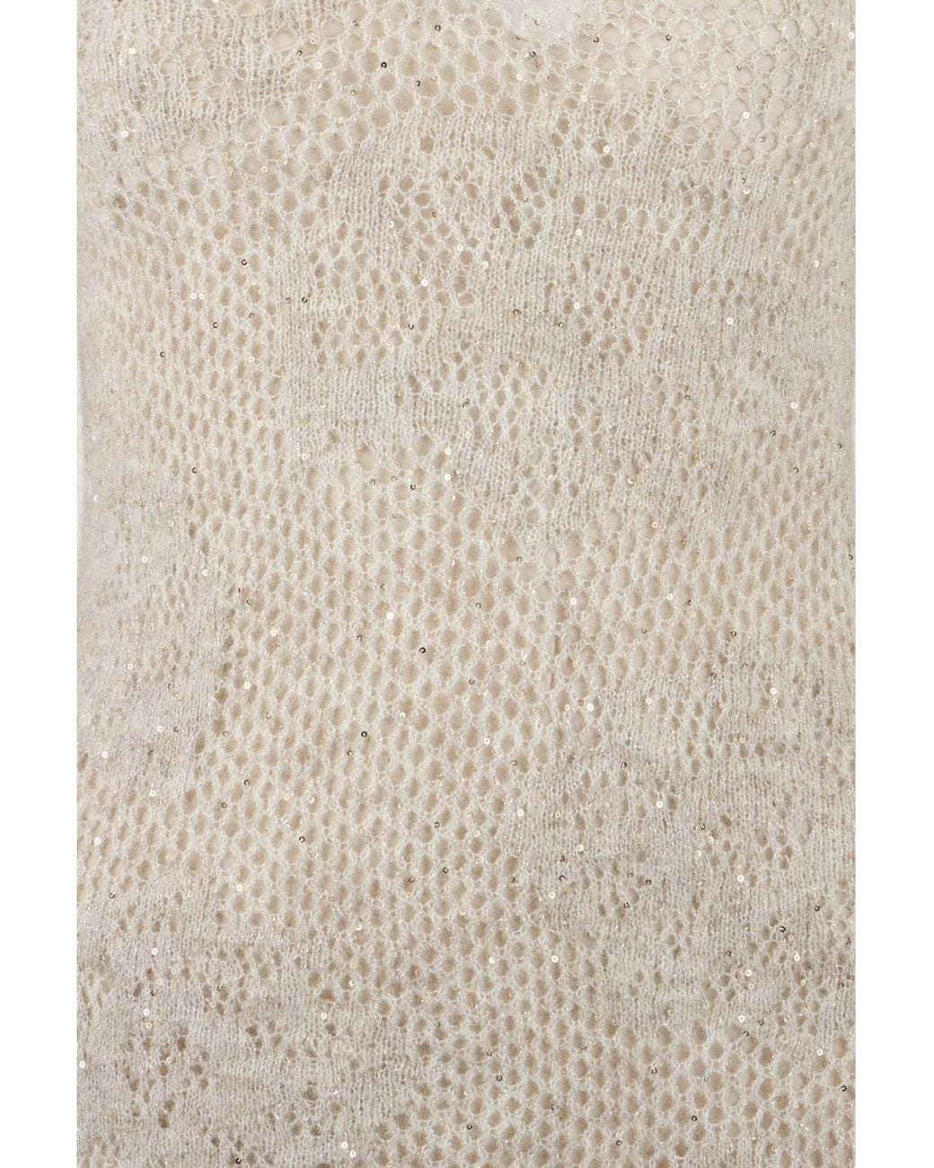 Brunello Cucinelli Natural Sequin-Embellished Open-Knit Midi Dress