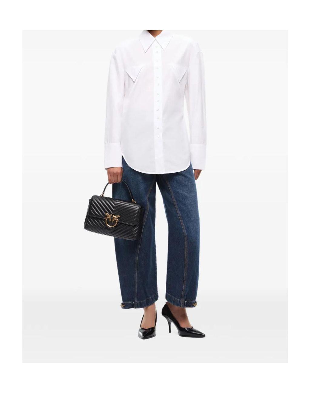 Pinko White Slim-Fit Shirt With Drawstring