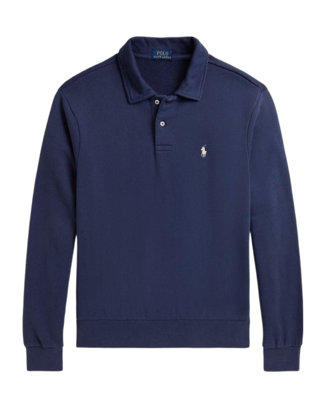 Polo Ralph Lauren Blue Loopback Fleece Collared Sweatshirt for men