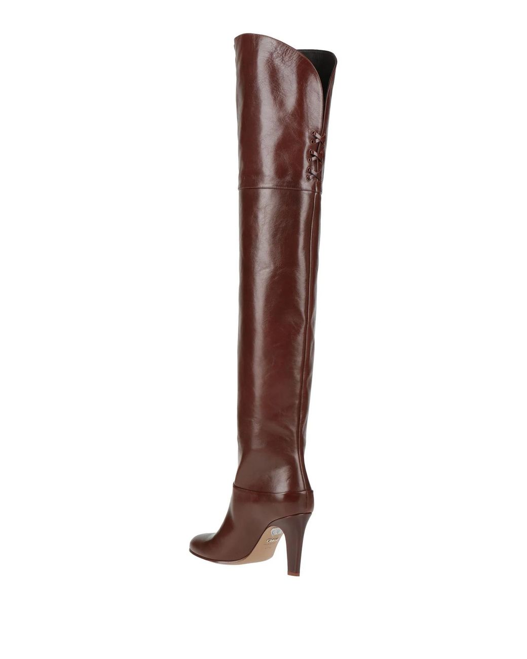 Chloé Brown Solid-Colored Tall Leather Boots