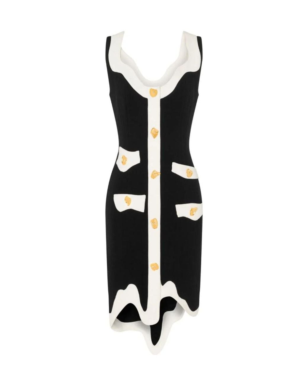 Moschino Black Trompe L'Oeil-Motif Midi Dress