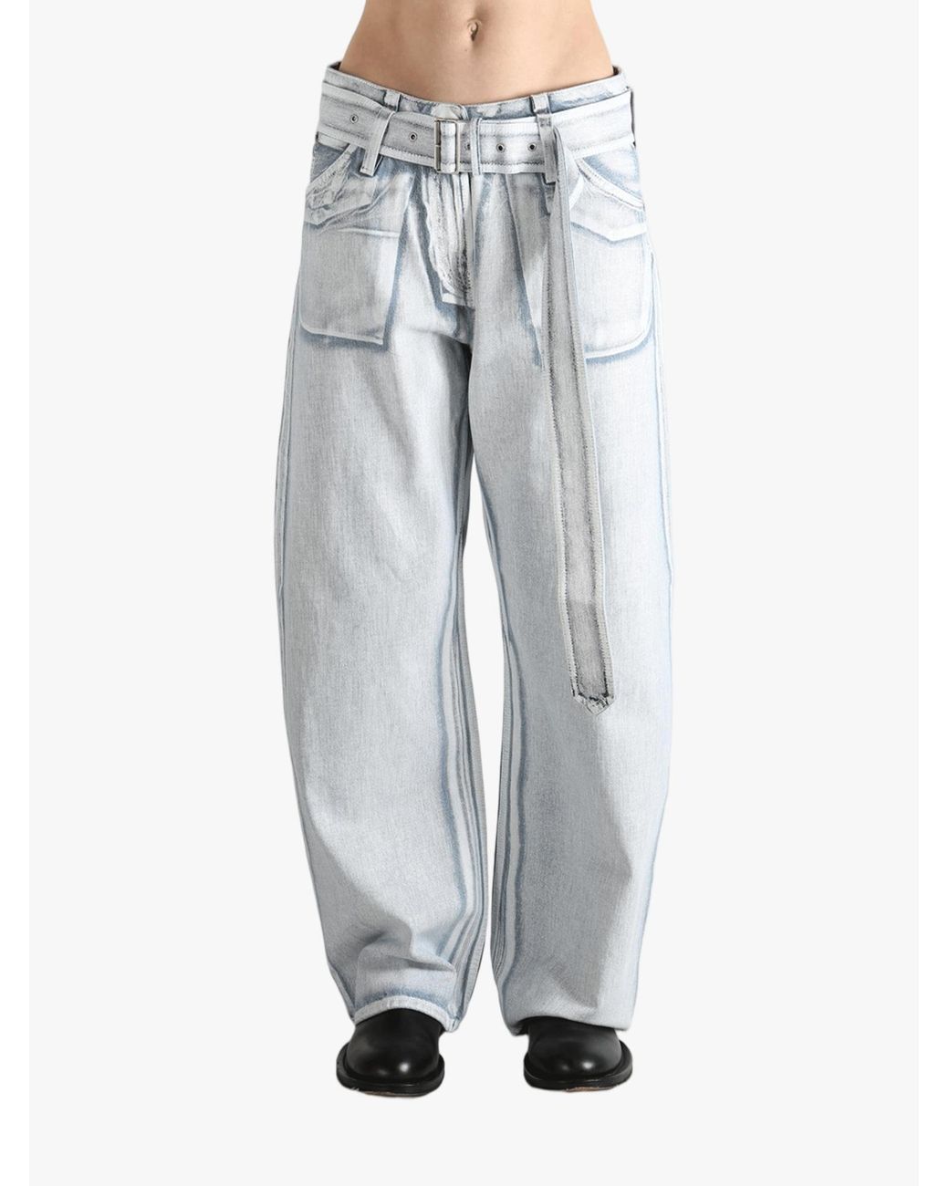 Acne Blue Belted Tapered Leg Jeans