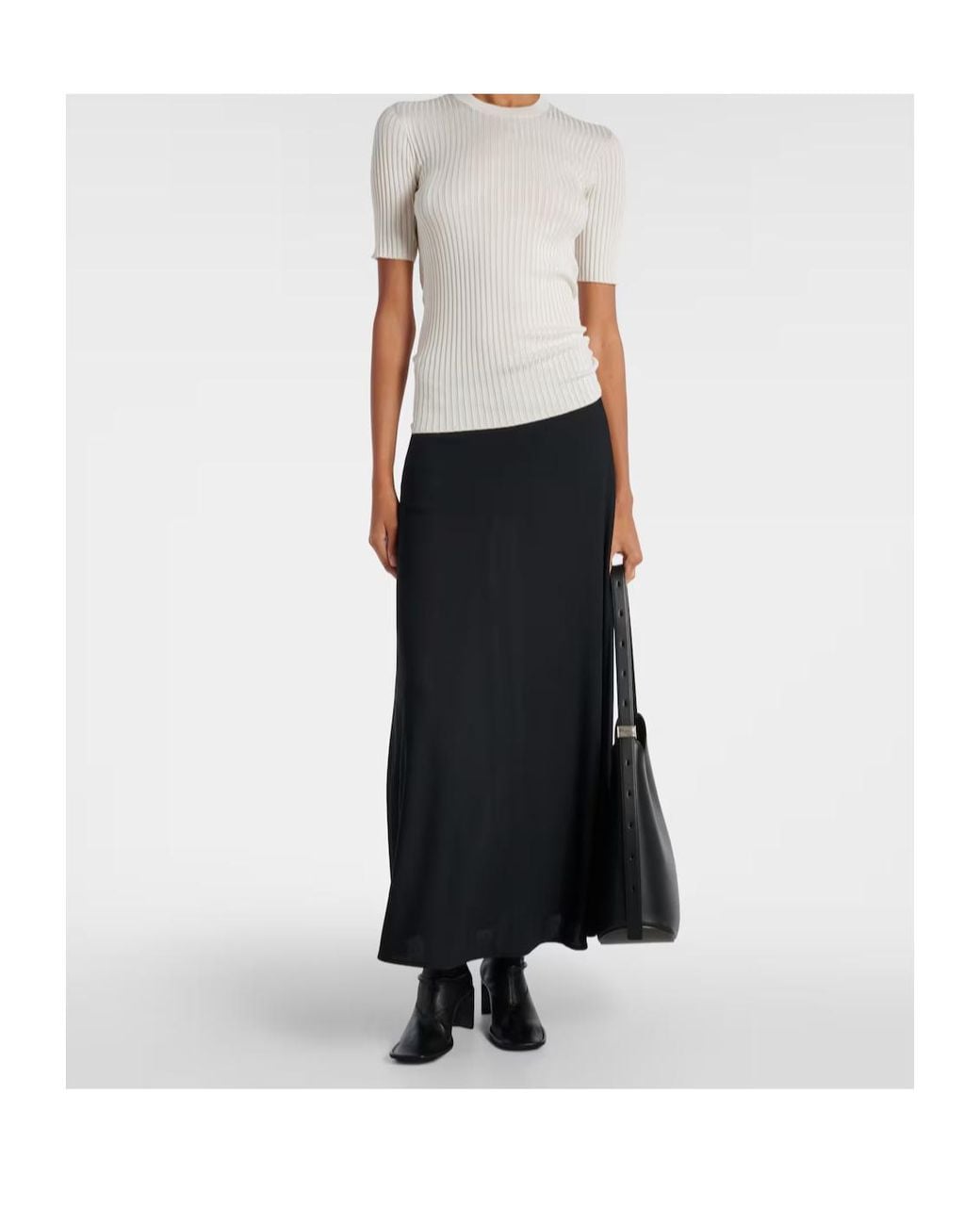 Jil Sander White Ribbed-Knit Silk Sweater