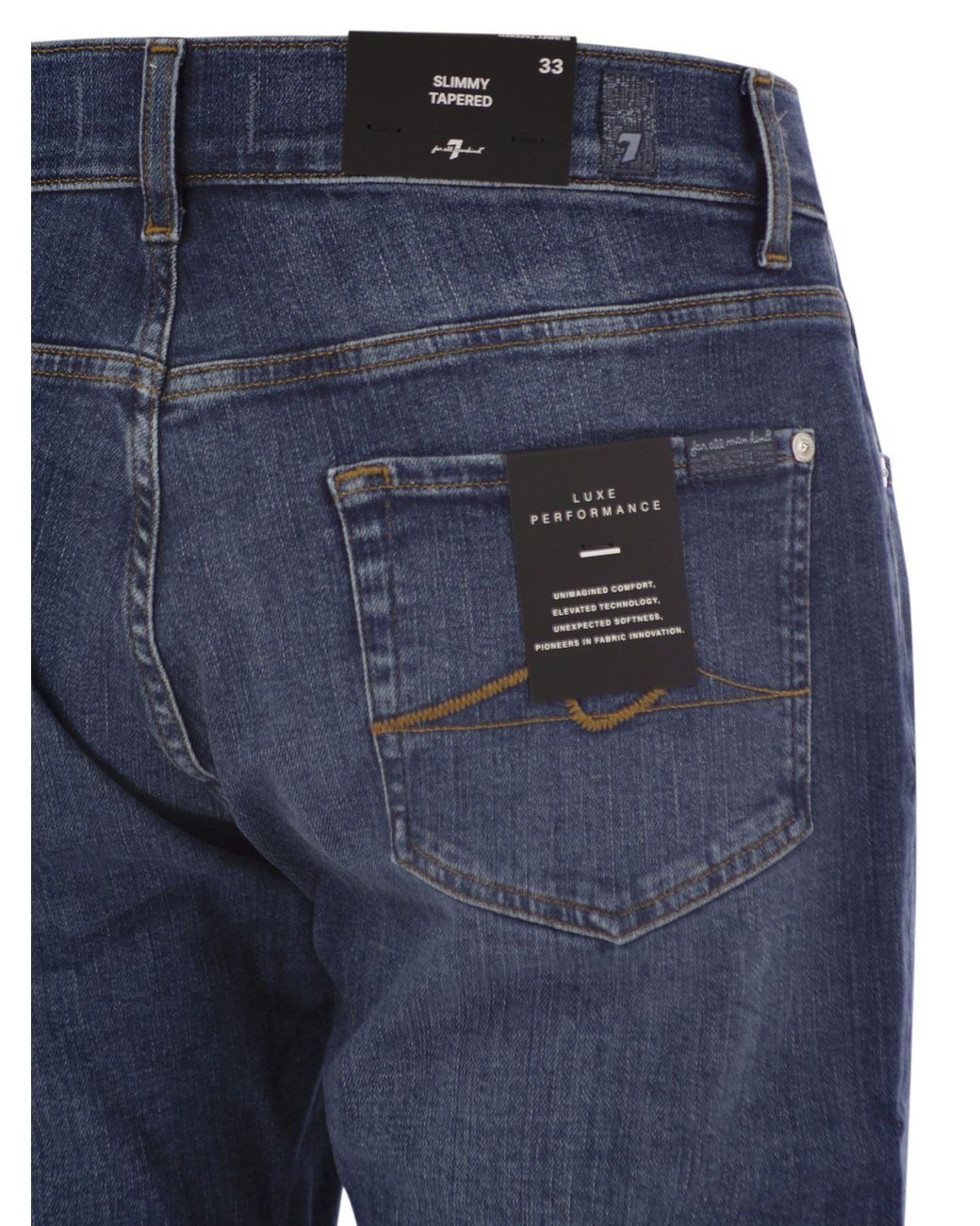 7 For All Mankind Blue Slimmy Tapered Jeans for men