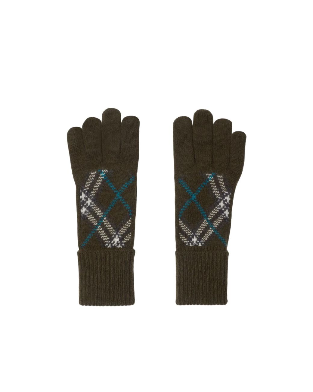 Burberry Green Checked Knitted Golves