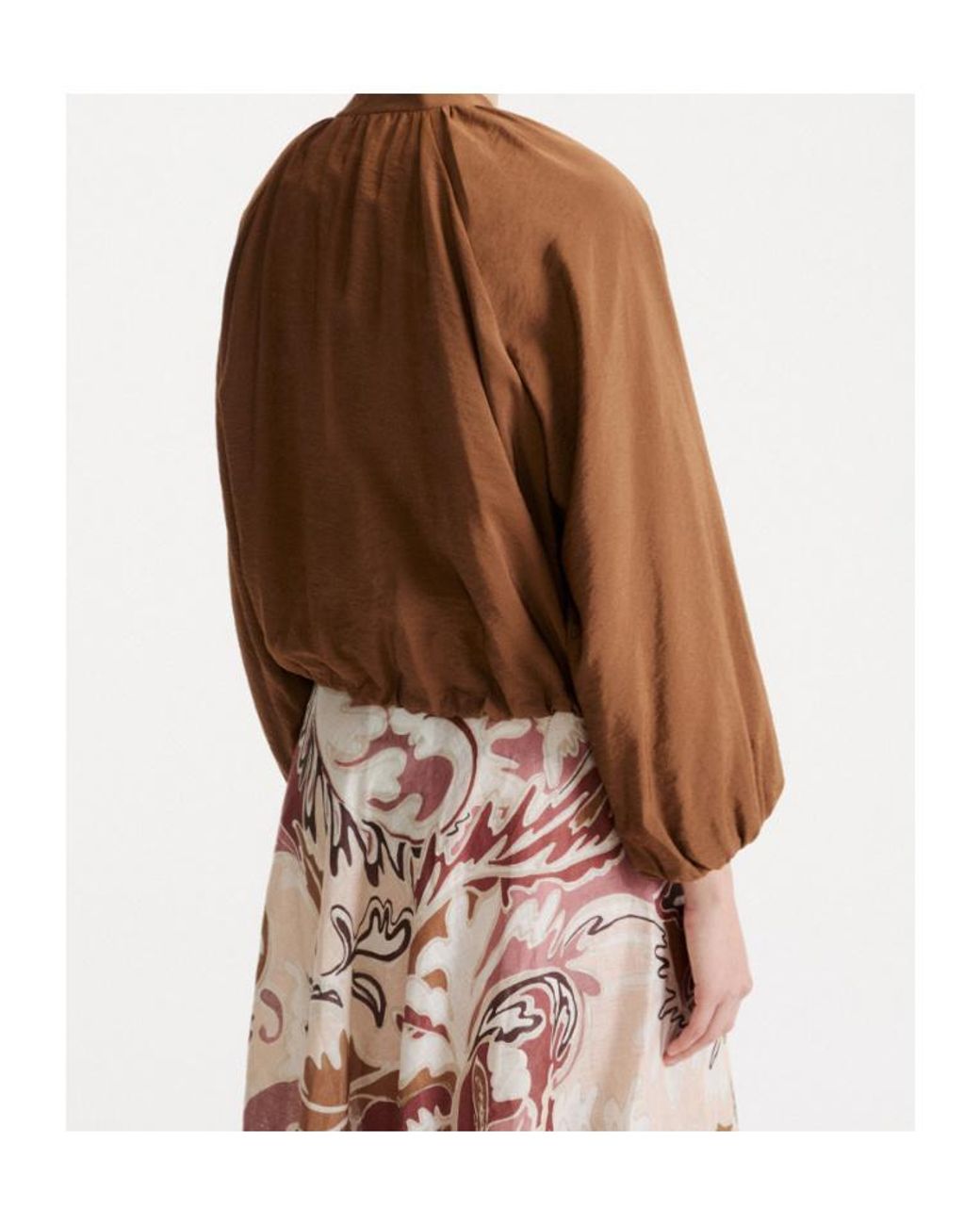 Marella Brown Drawstring-Hem Bomber Jacket