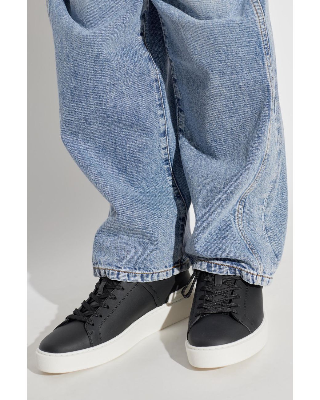 Balmain Black Sneakers Calf Leather for men