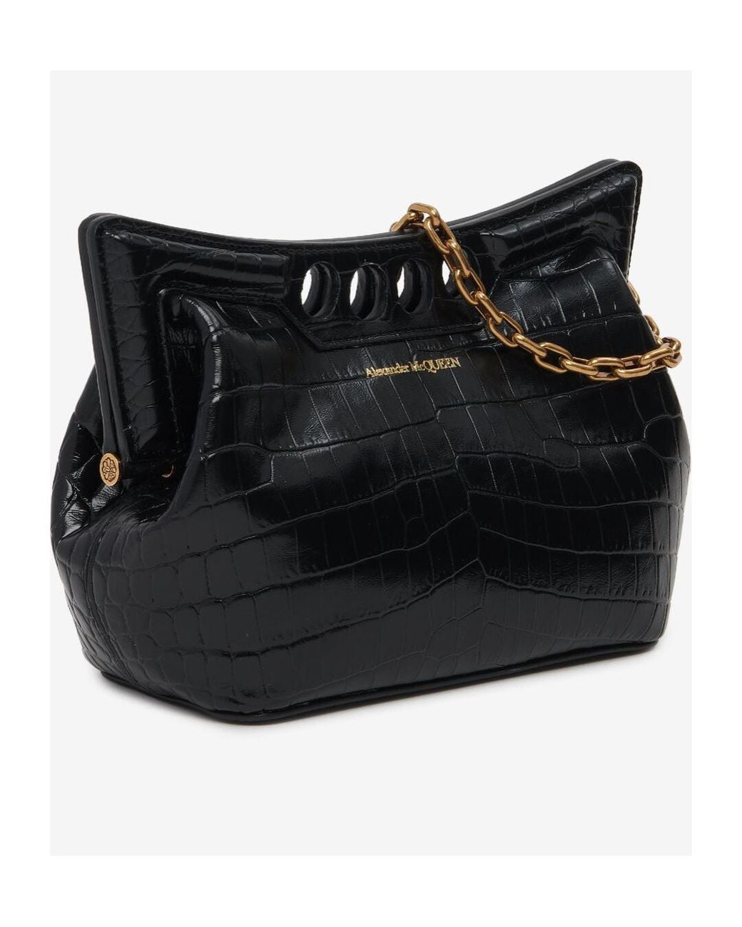 McQueen White Mini The Peak Embossed Shoulder Bag