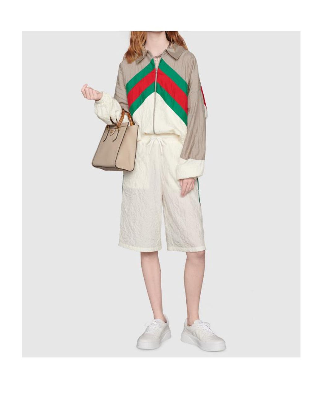 Gucci Natural Stripe Detail Nylon Shorts