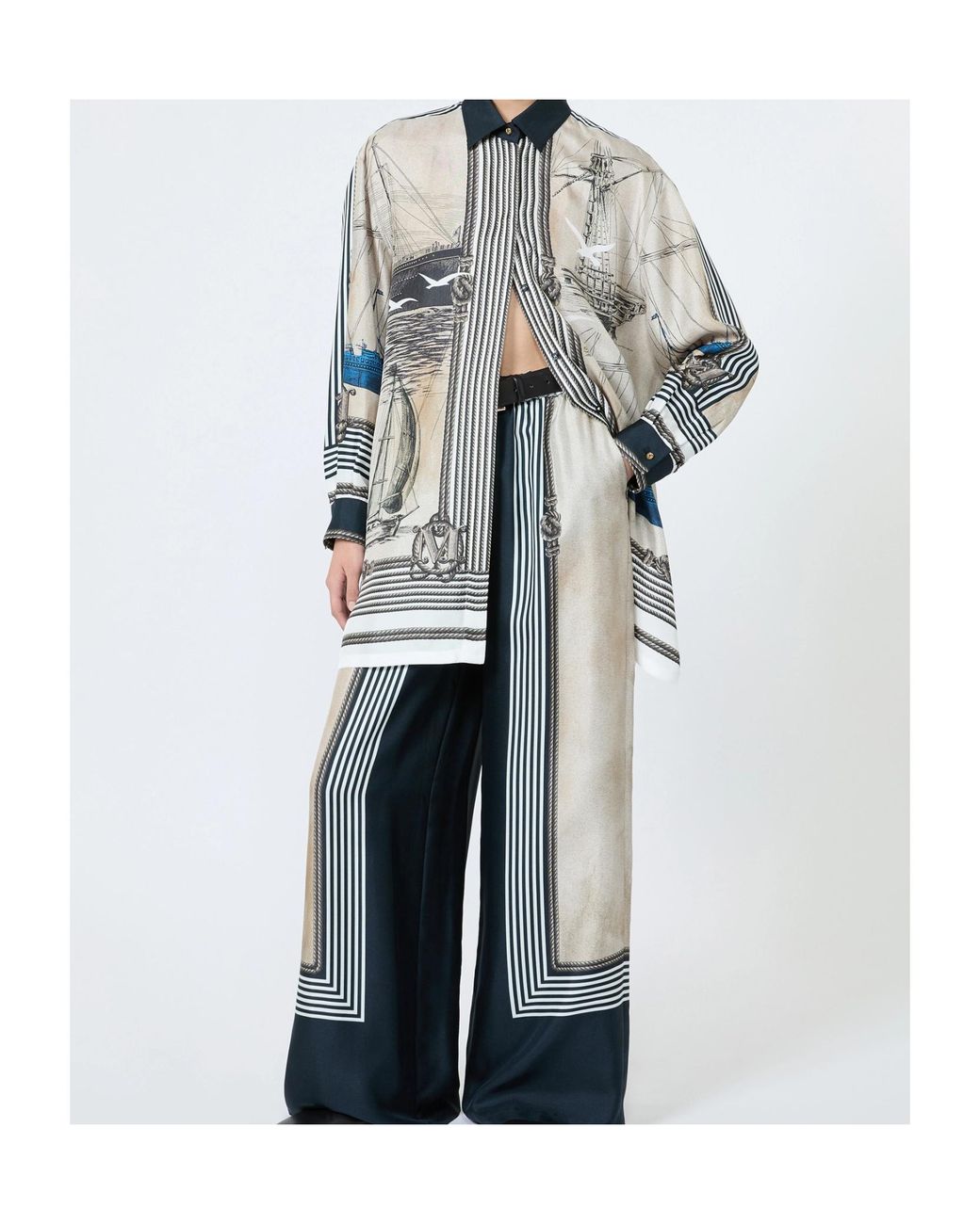 Max Mara White Printed Long-Sleeved Shirt