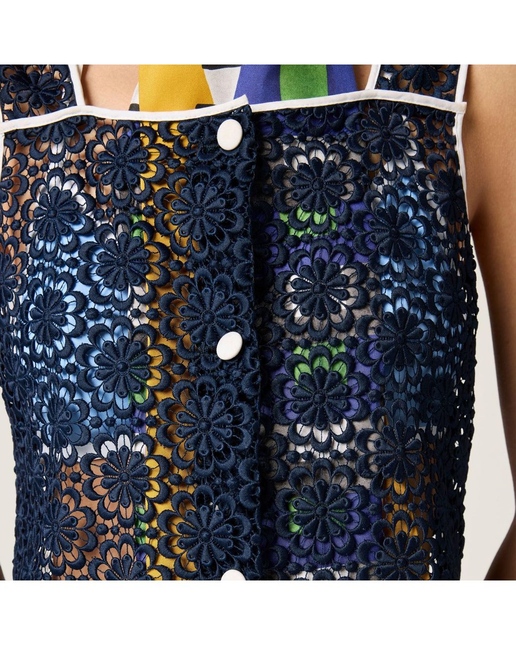 Miu Miu Blue Sleeveless Macramé Dress