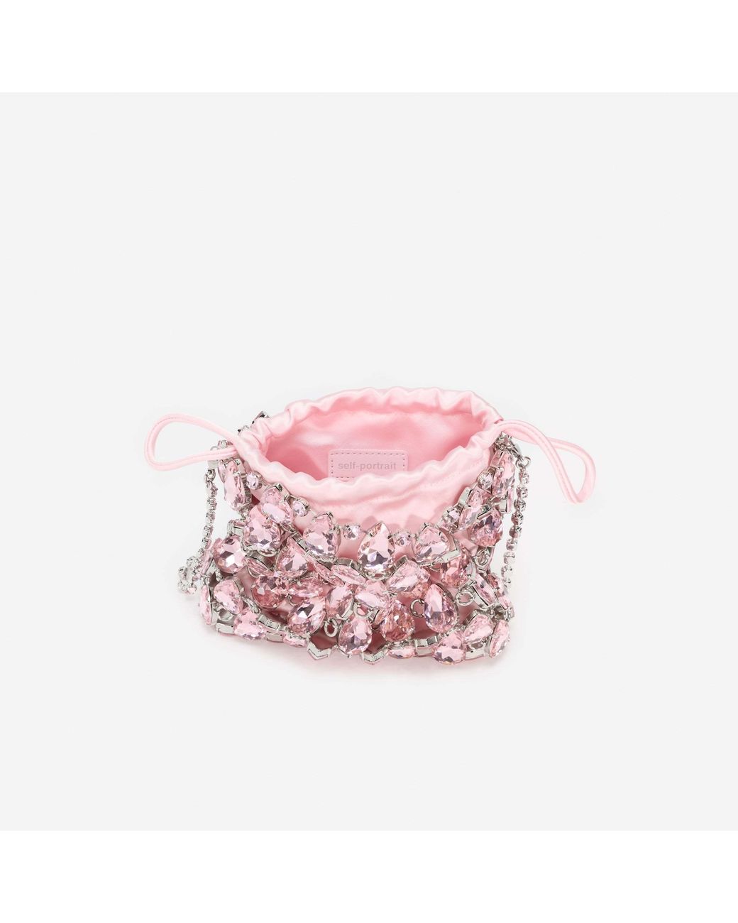 Self-Portrait Pink Mini Chainmail Embellished Shoulder Bag