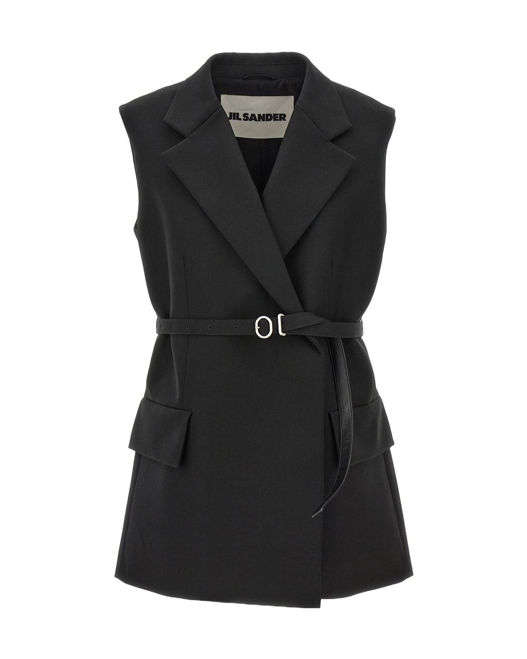 Jil Sander Black Belt Wool Vest