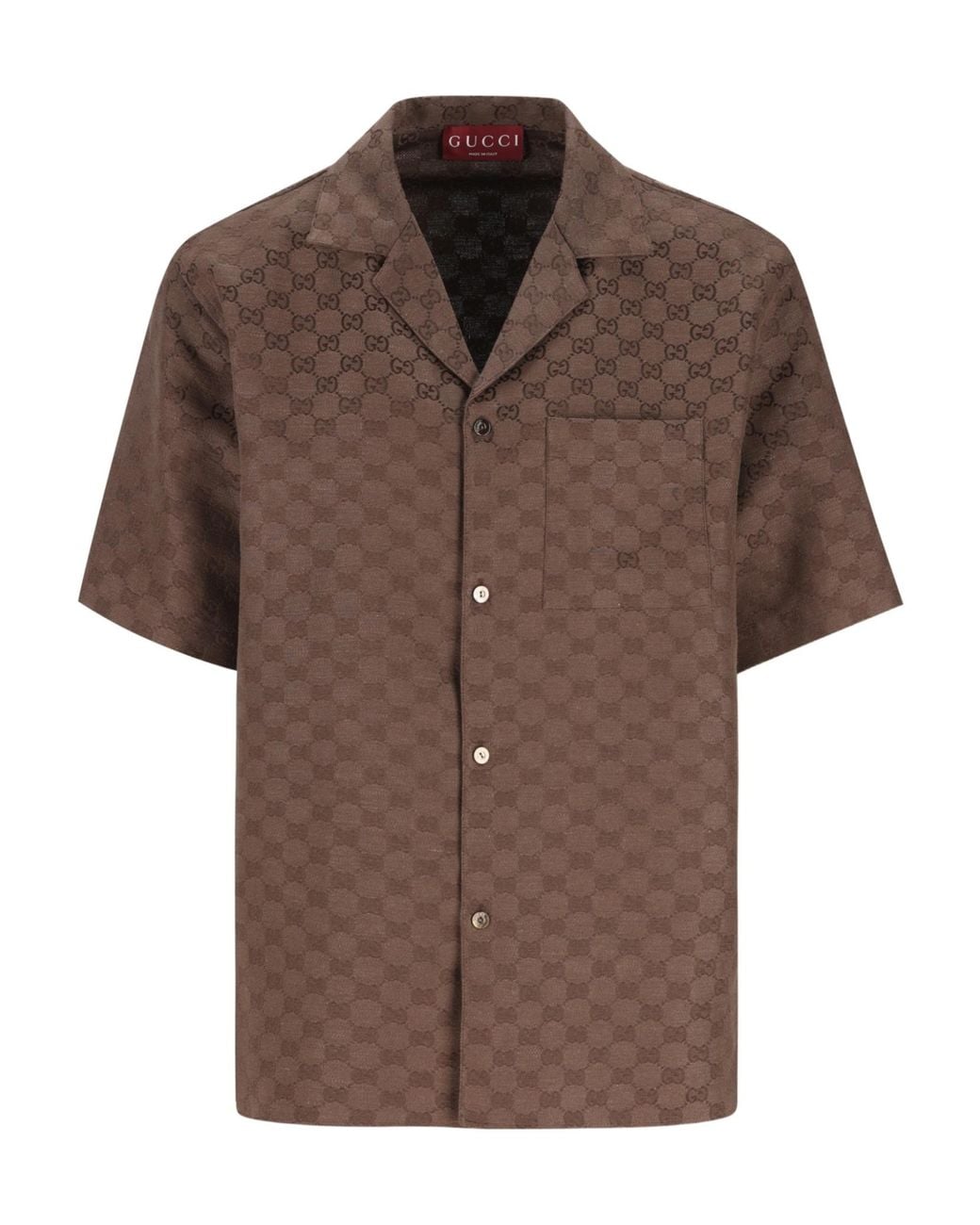 Gucci Brown Gg Collared Short-Sleeved Shirt for men