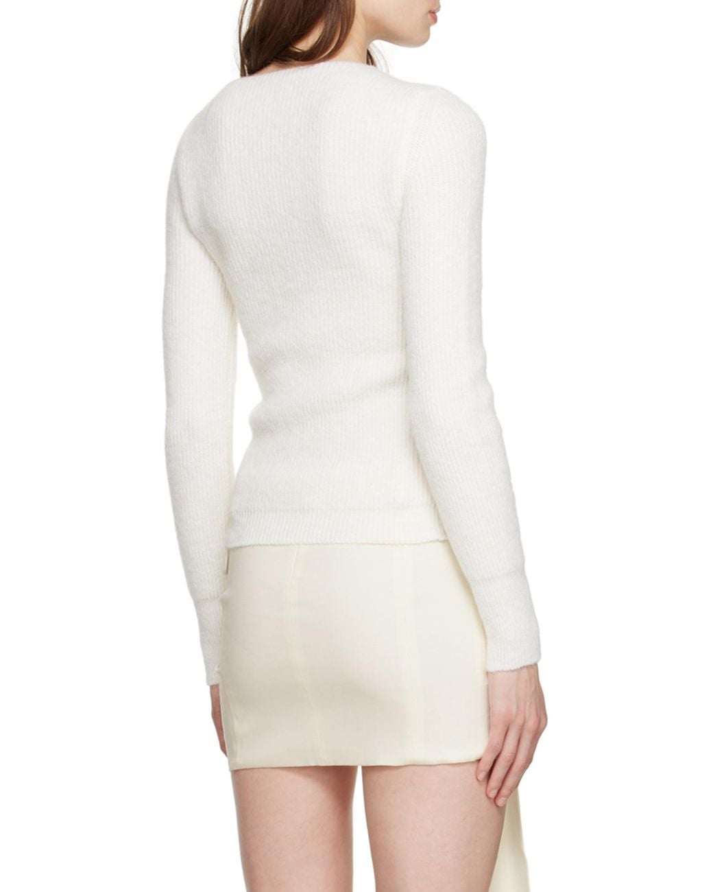 Jacquemus White La Maille Pau Asymmetric Cardigan