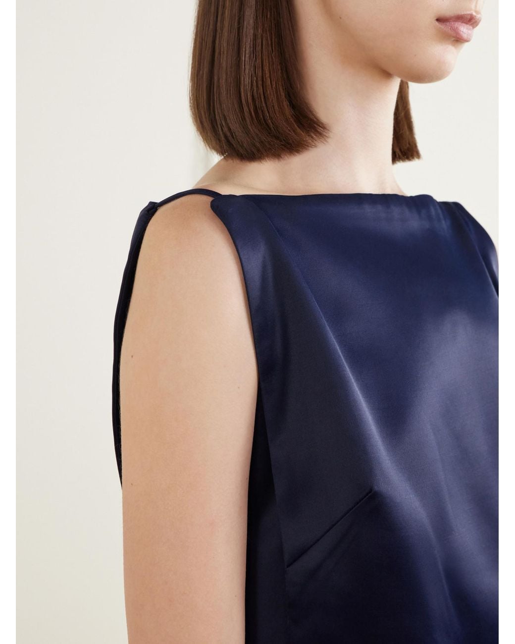 Co. Blue Satin-Front Sleeveless Vest
