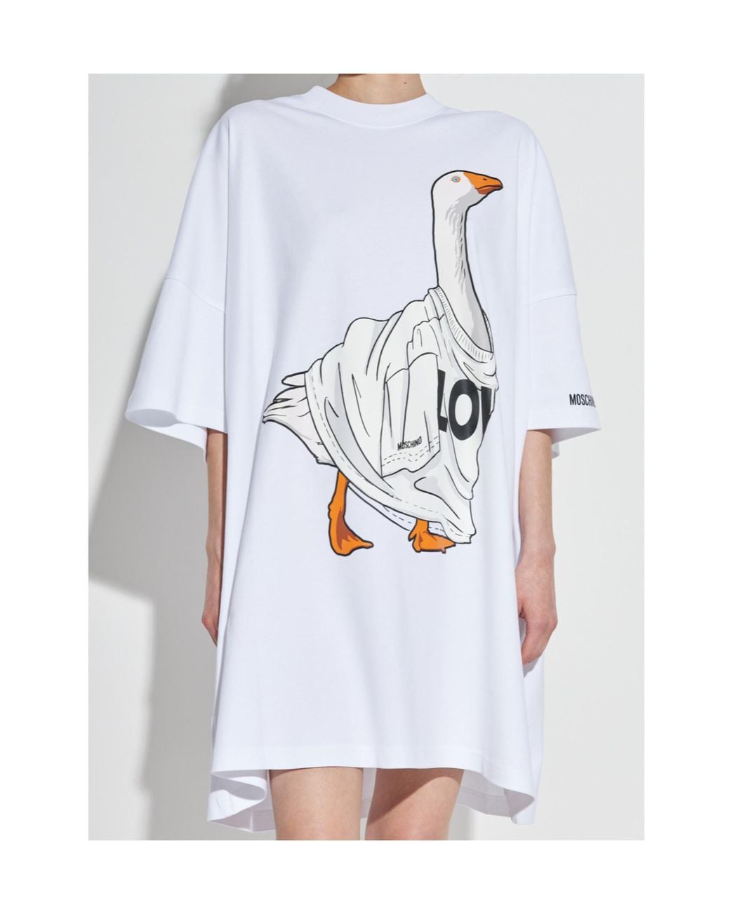 Moschino White Graphic Printed Crewneck T-Shirt Dress