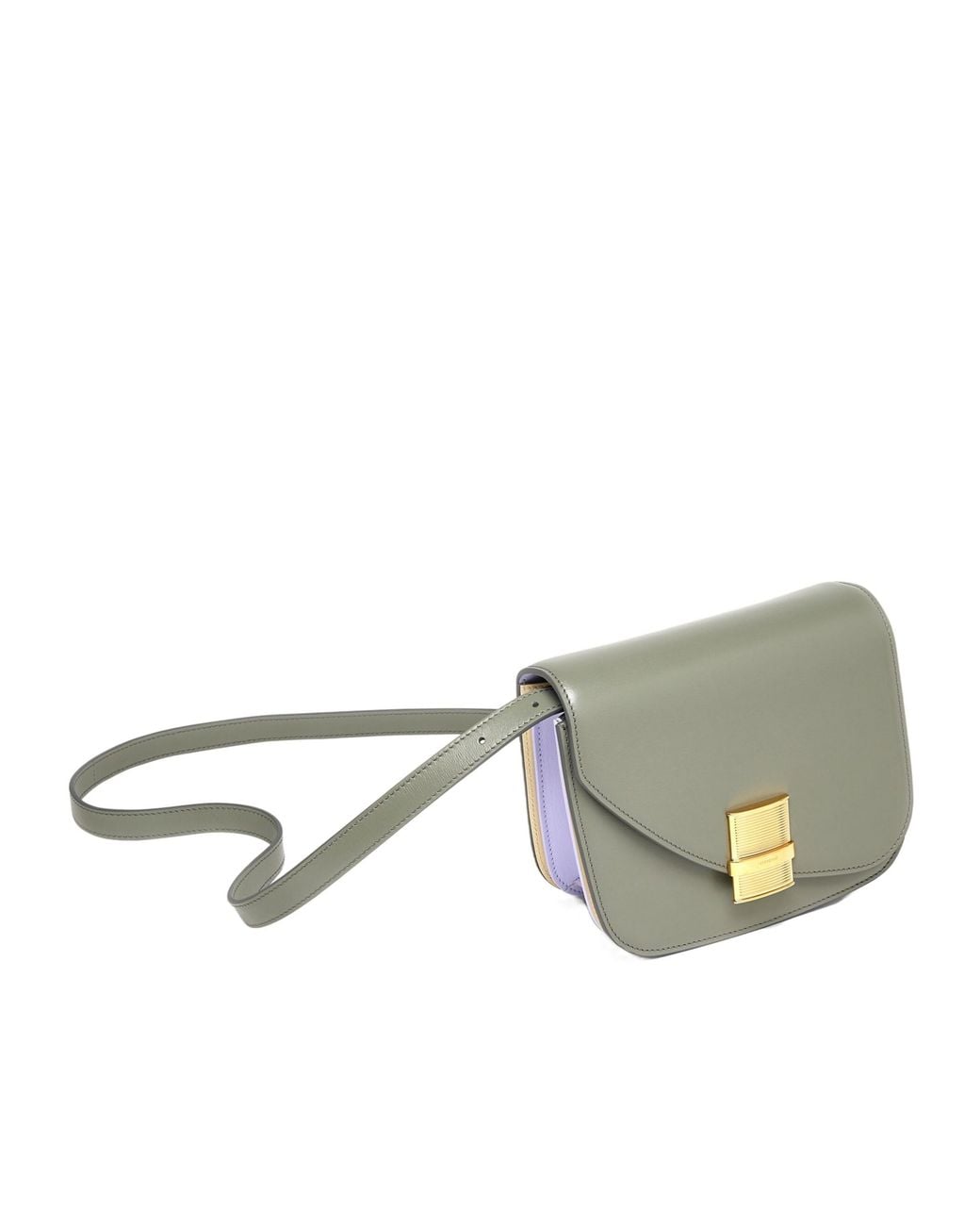 Ferragamo Gray Fiamma Small Logo Shoulder Bag