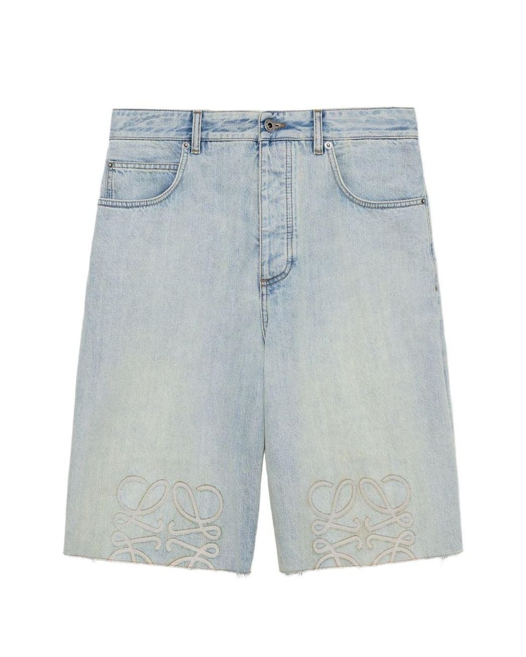 Loewe Blue Raw Hem Denim Bermuda Shorts for men