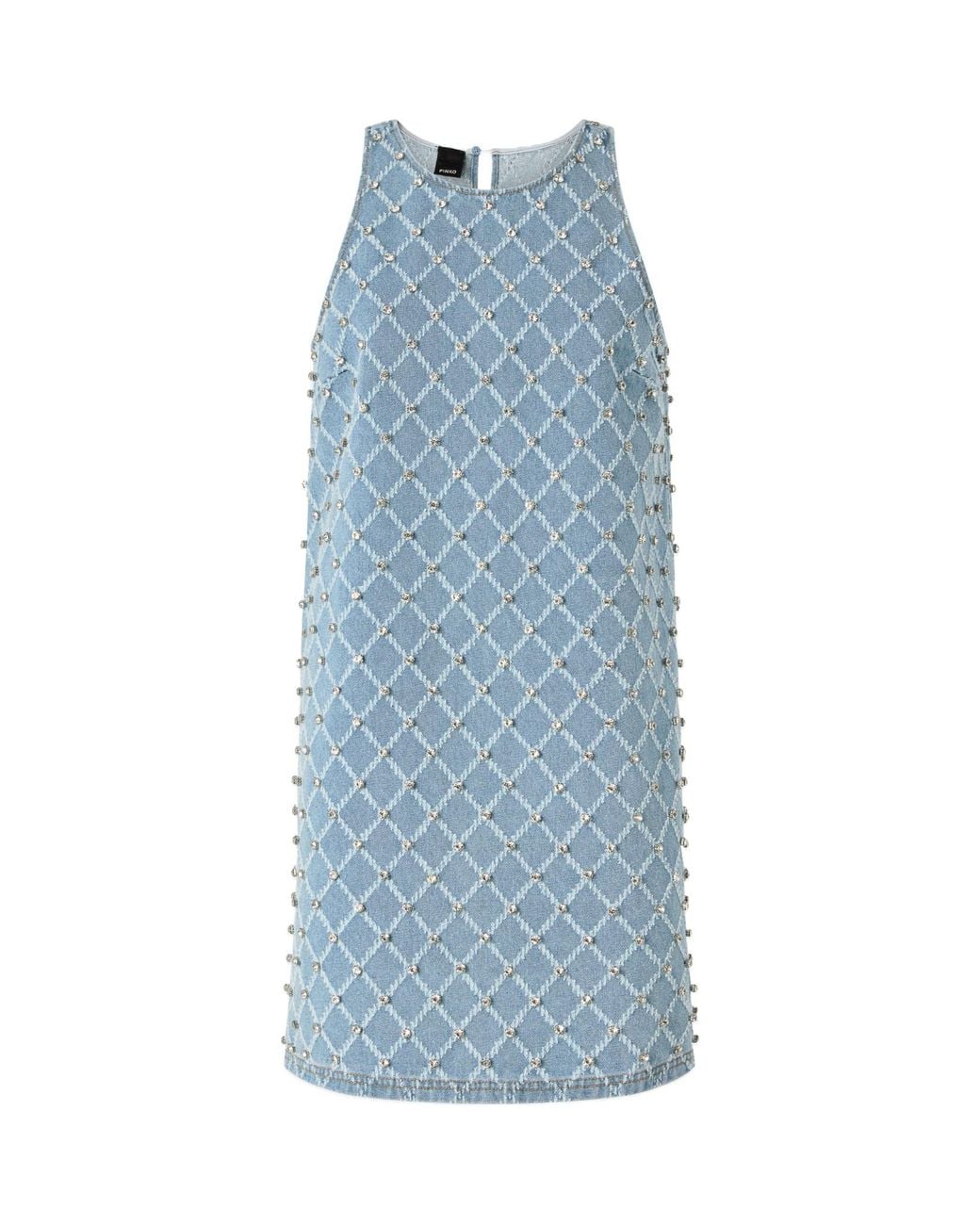 Pinko Blue Sleeveless Embellished Mini Dress