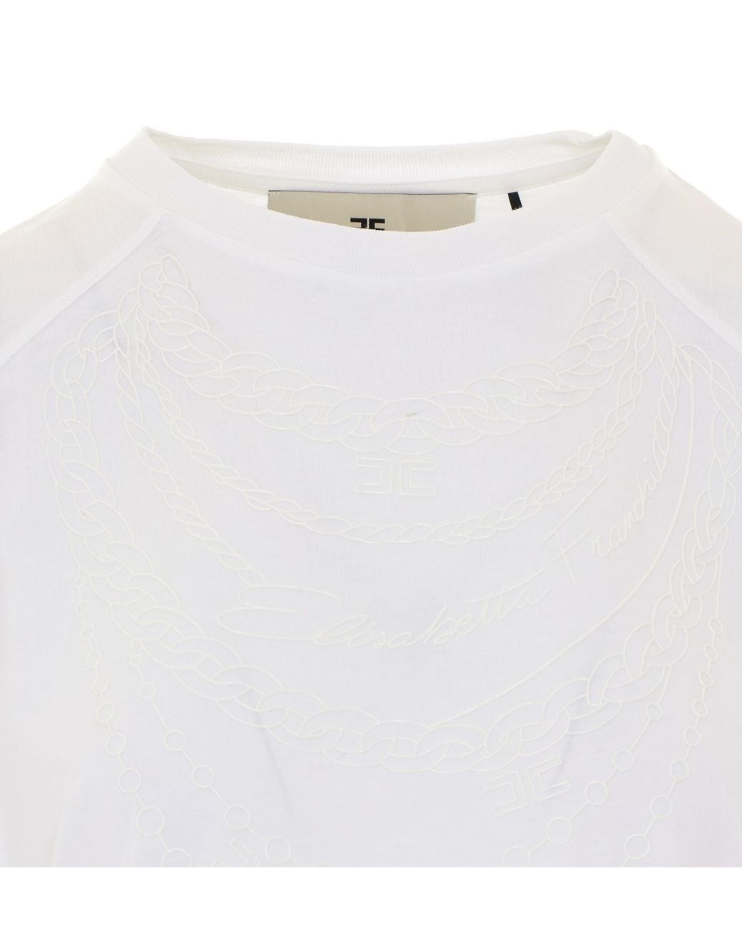 Elisabetta Franchi White Crewneck Short-Sleeved T-Shirt