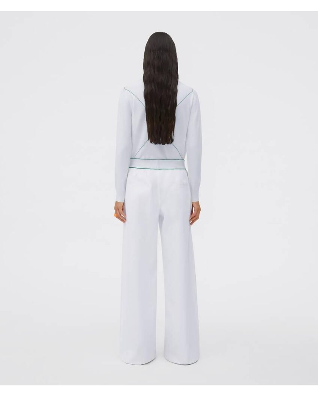 Bottega Veneta White Contrast-Stitch Jumper