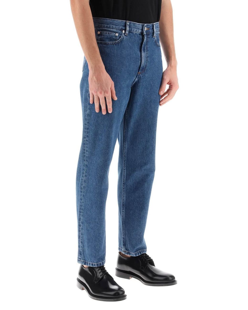A.P.C. Blue Button Detailed Straight Leg Jeans for men