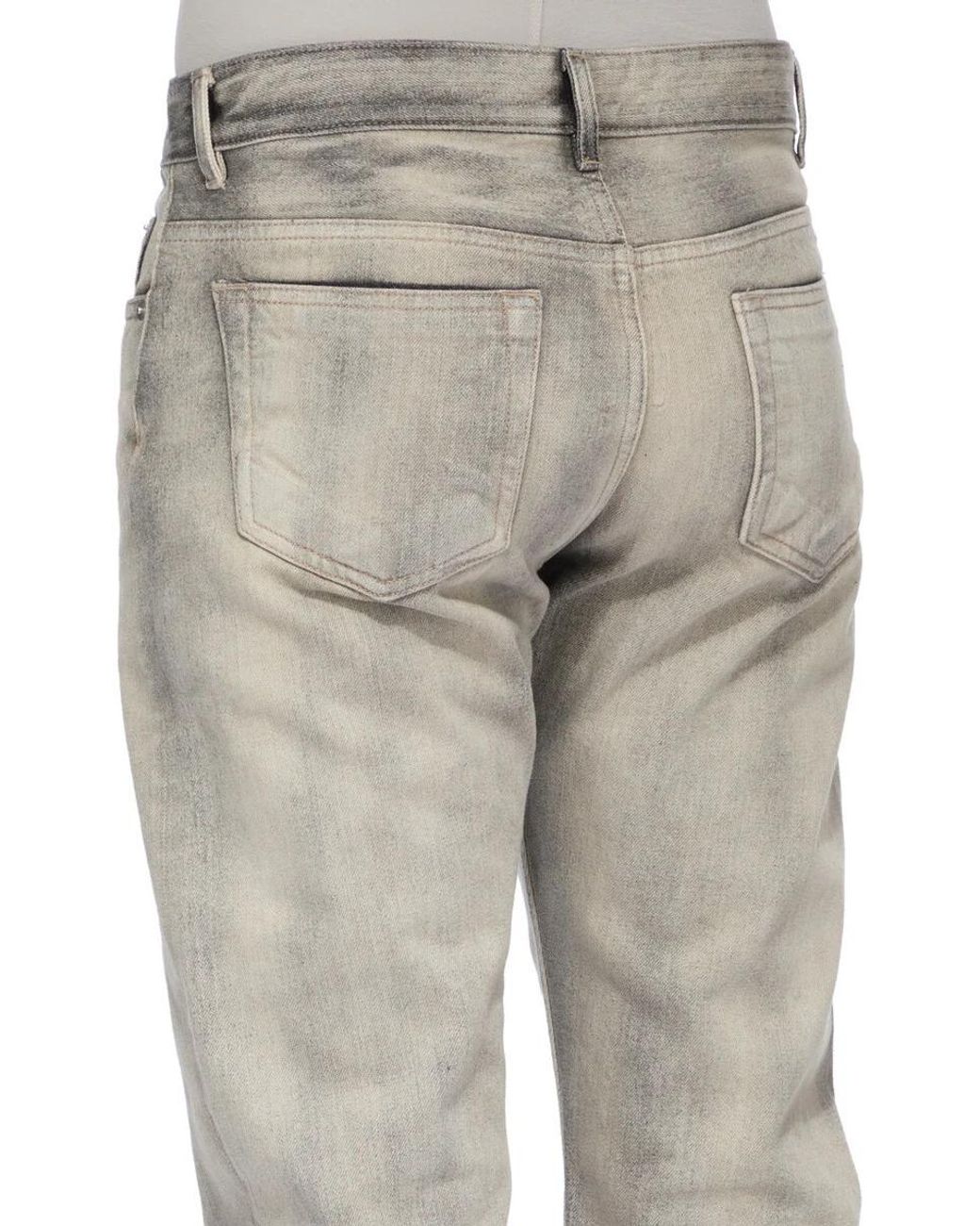 Rick Owens Gray Fog Cut Faded-Effect Jeans for men