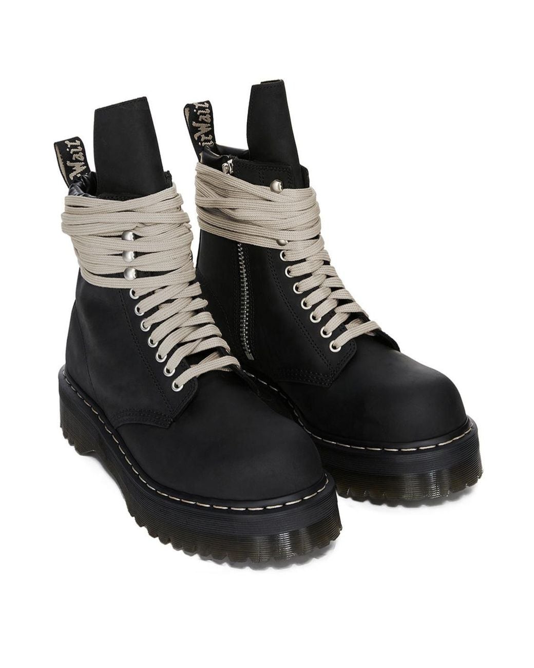 Rick Owens X Dr. Martens Black Round-Toe Short Boots