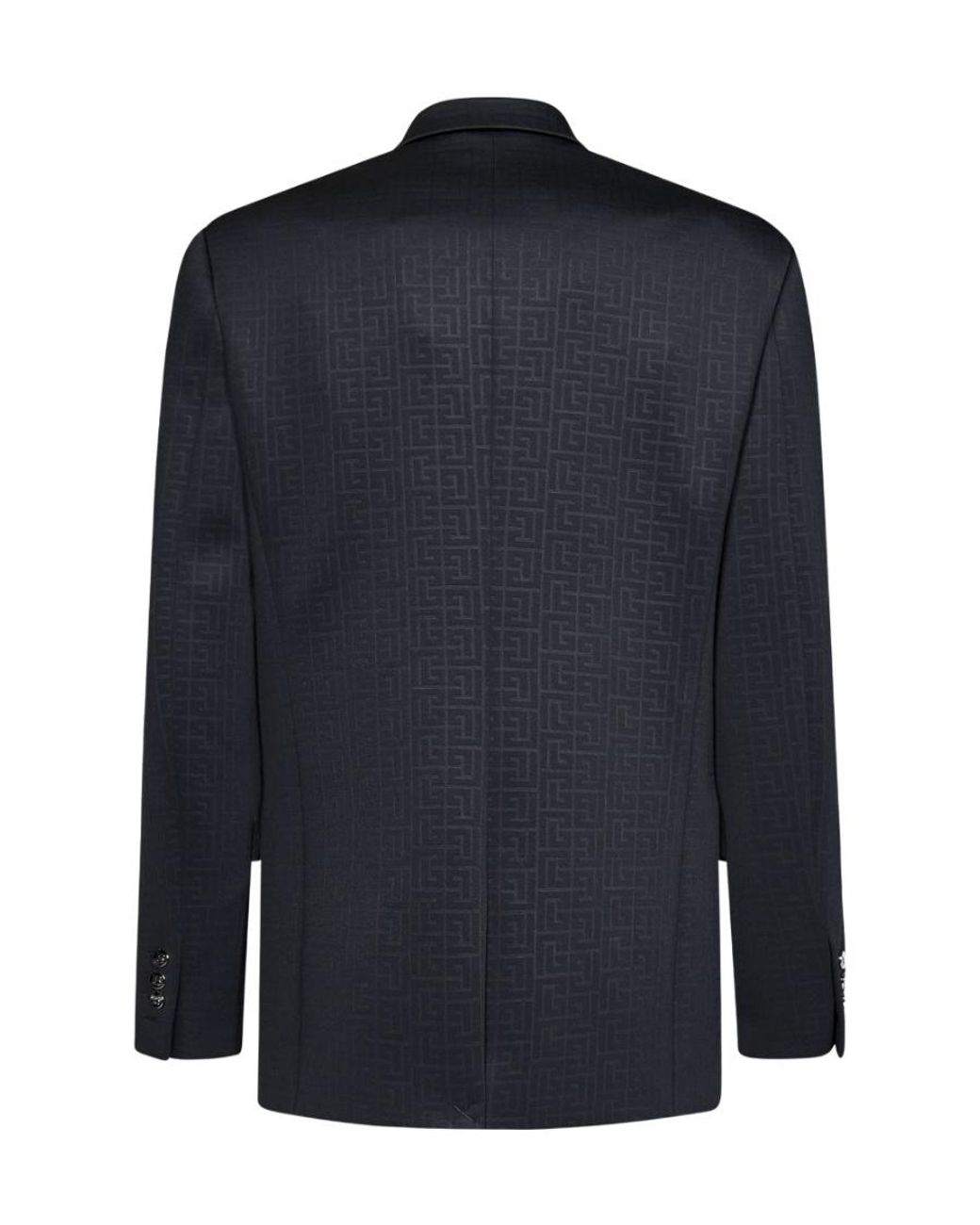 Balmain Blue Monogram Jacquard Blazer for men