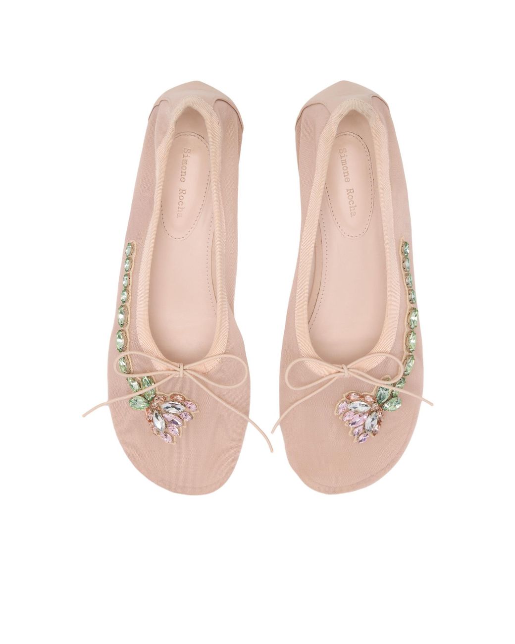 Simone Rocha Pink Mesh Embellished Ballerina Heel Pumps