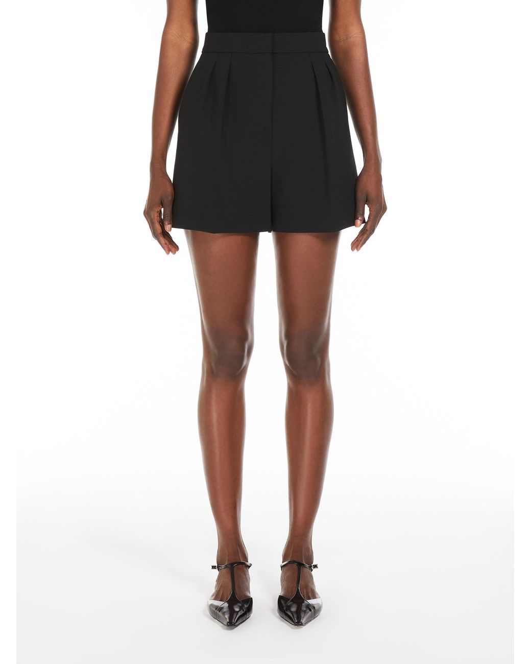 Max Mara Black Zic Pleat Detailed Shorts