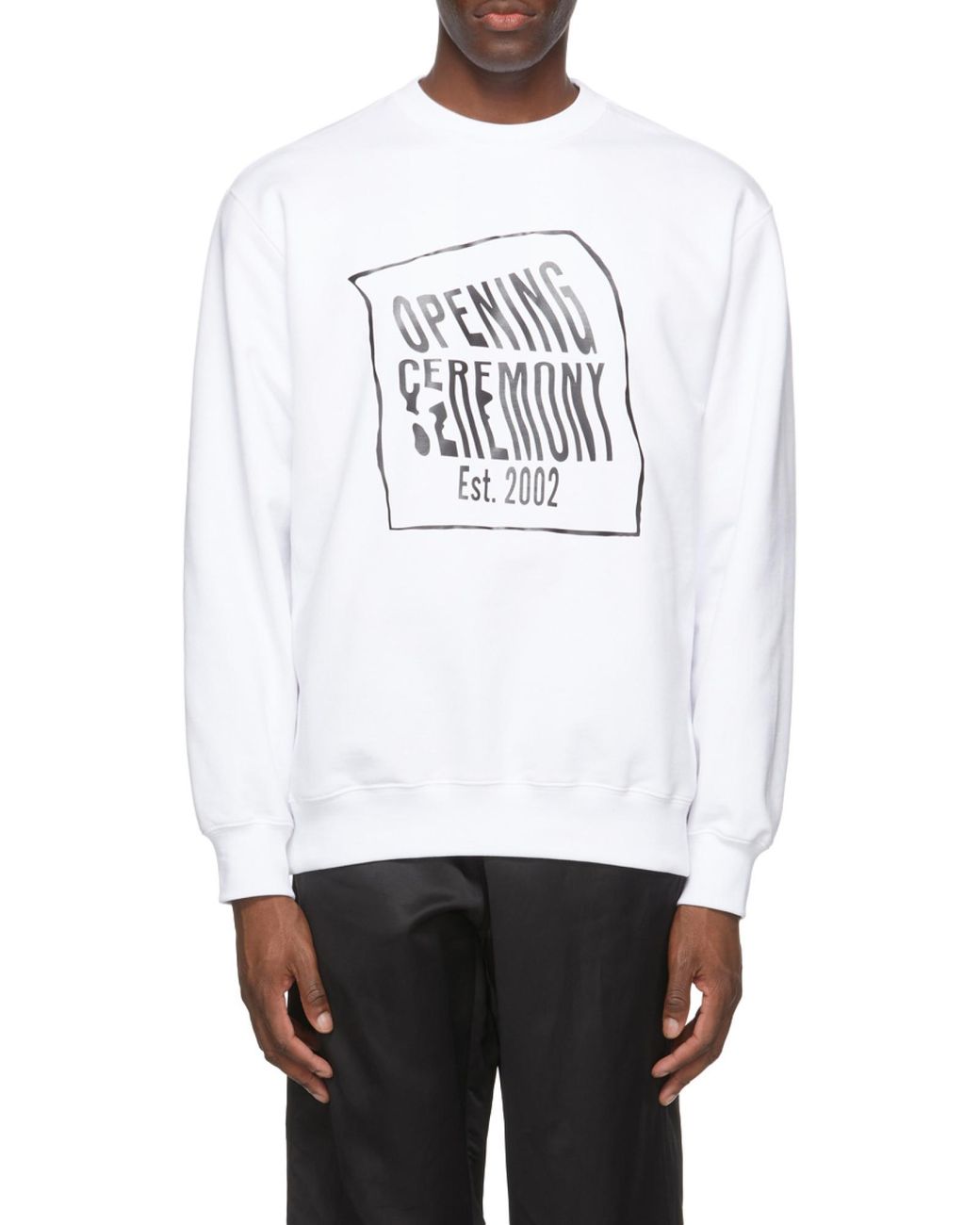 Opening Ceremony White Warped Logo Printed Sweatshirt for men