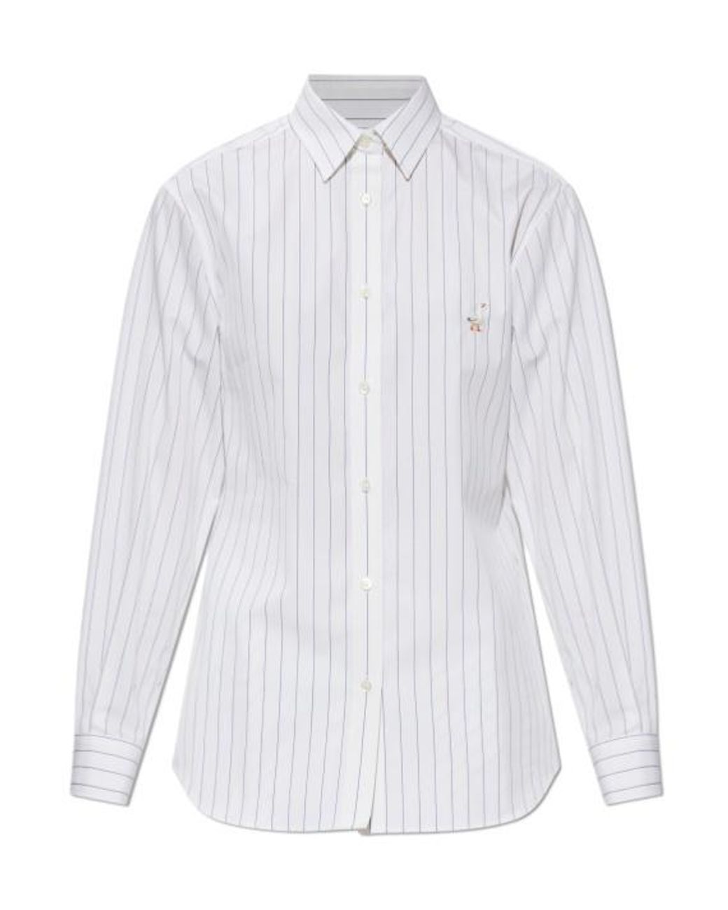 Moschino White Striped Embroidered Shirt