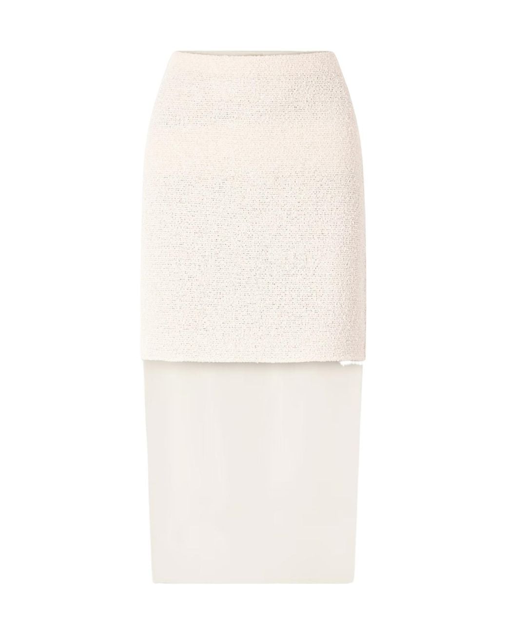 Khaite White Sybil Layered Cotton-Blend Bouclé And Organza Midi Skirt