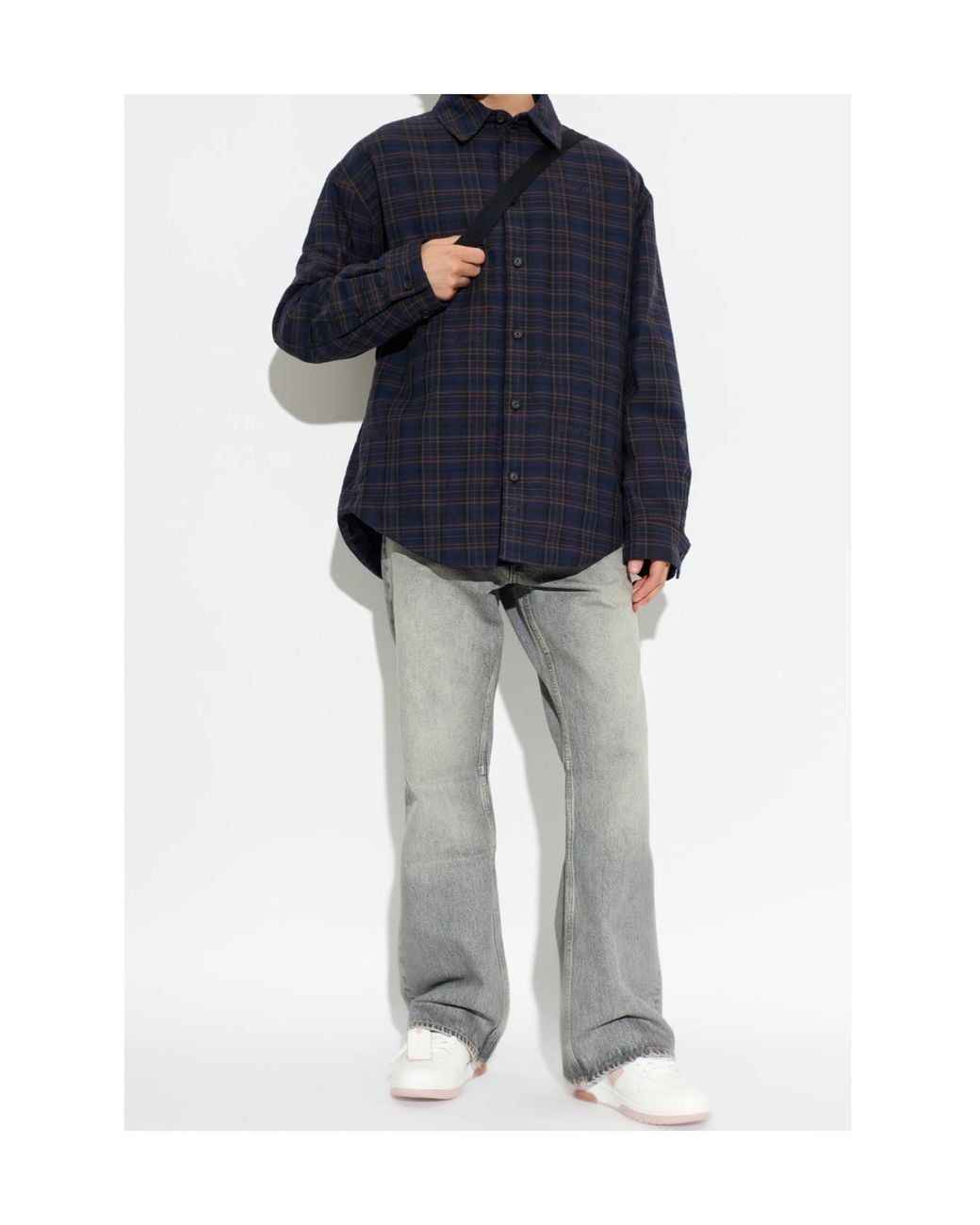 Off-White c/o Virgil Abloh Gray Logo Patch Bootcut Jeans for men