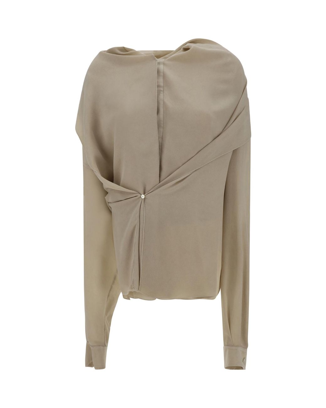 Quira Natural Crepe Silk Shawl Blouse