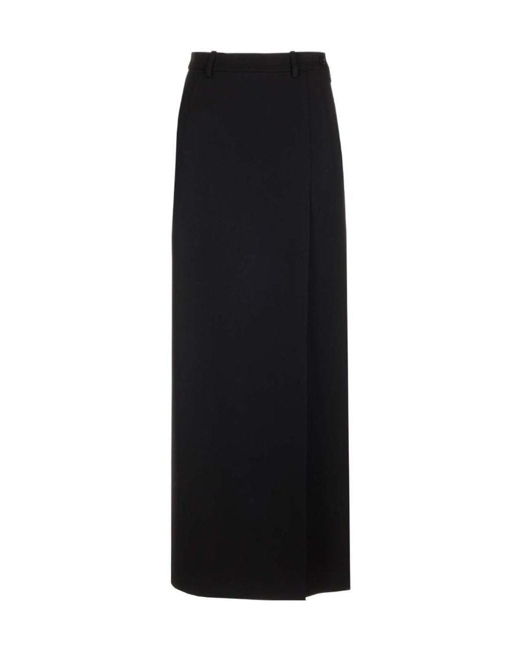 Balenciaga Black Side Slit Tailored Maxi Skirt
