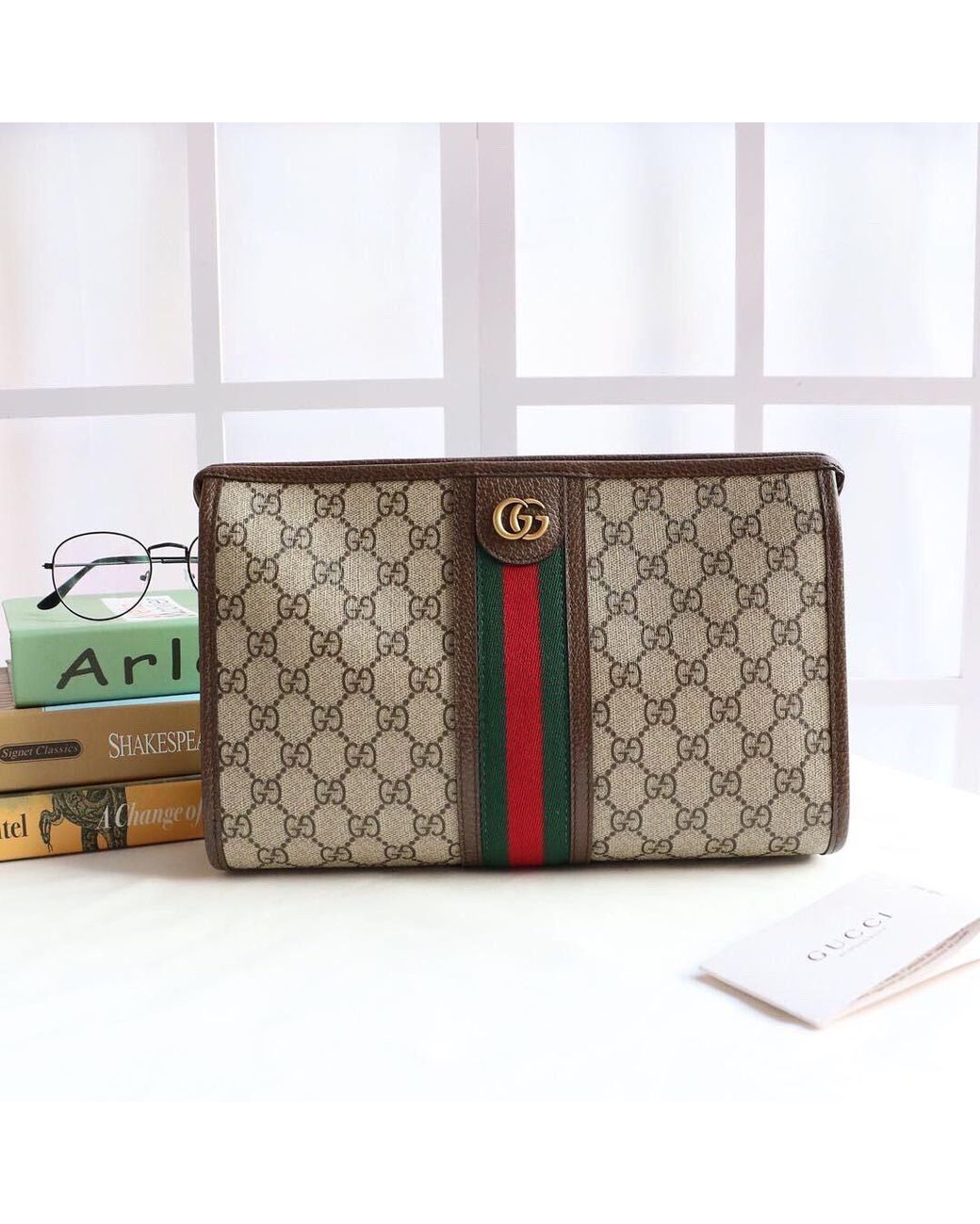 Gucci Metallic Ophidia Monogrammed Pouch