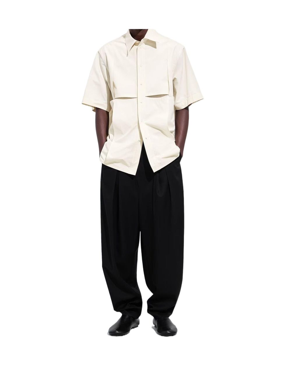 Bottega Veneta White Macro Intreccio Cotton Shirt for men