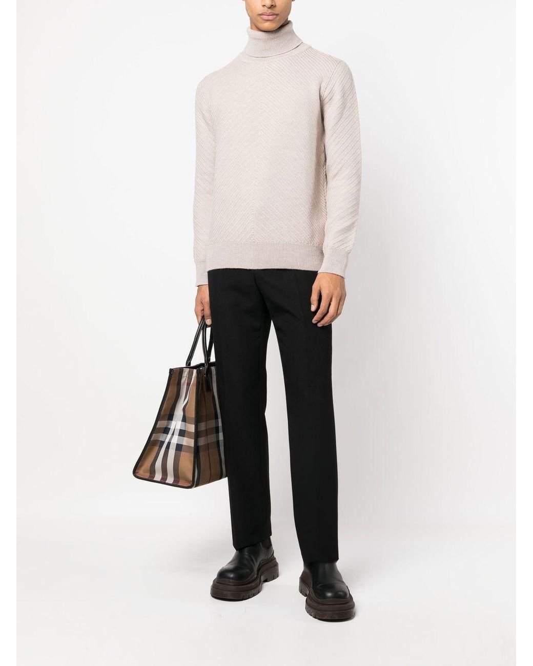 Lardini White Turtleneck Long-Sleeved Knit Jumper for men