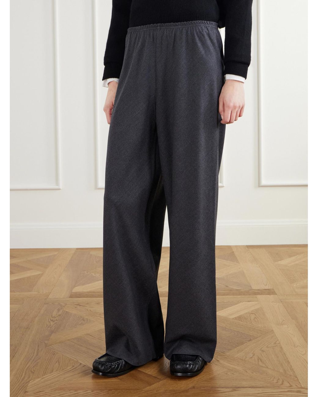 Maria McManus Gray Flannel Wide-Leg Pants