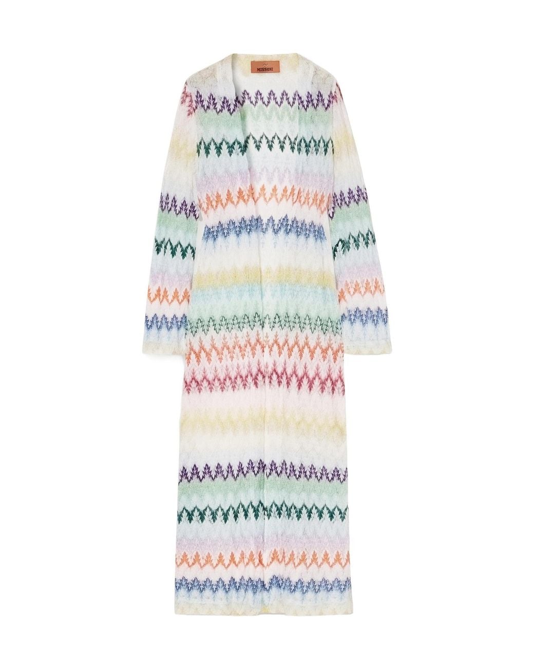 Missoni White Striped Metallic Crochet-Knit Cardigan