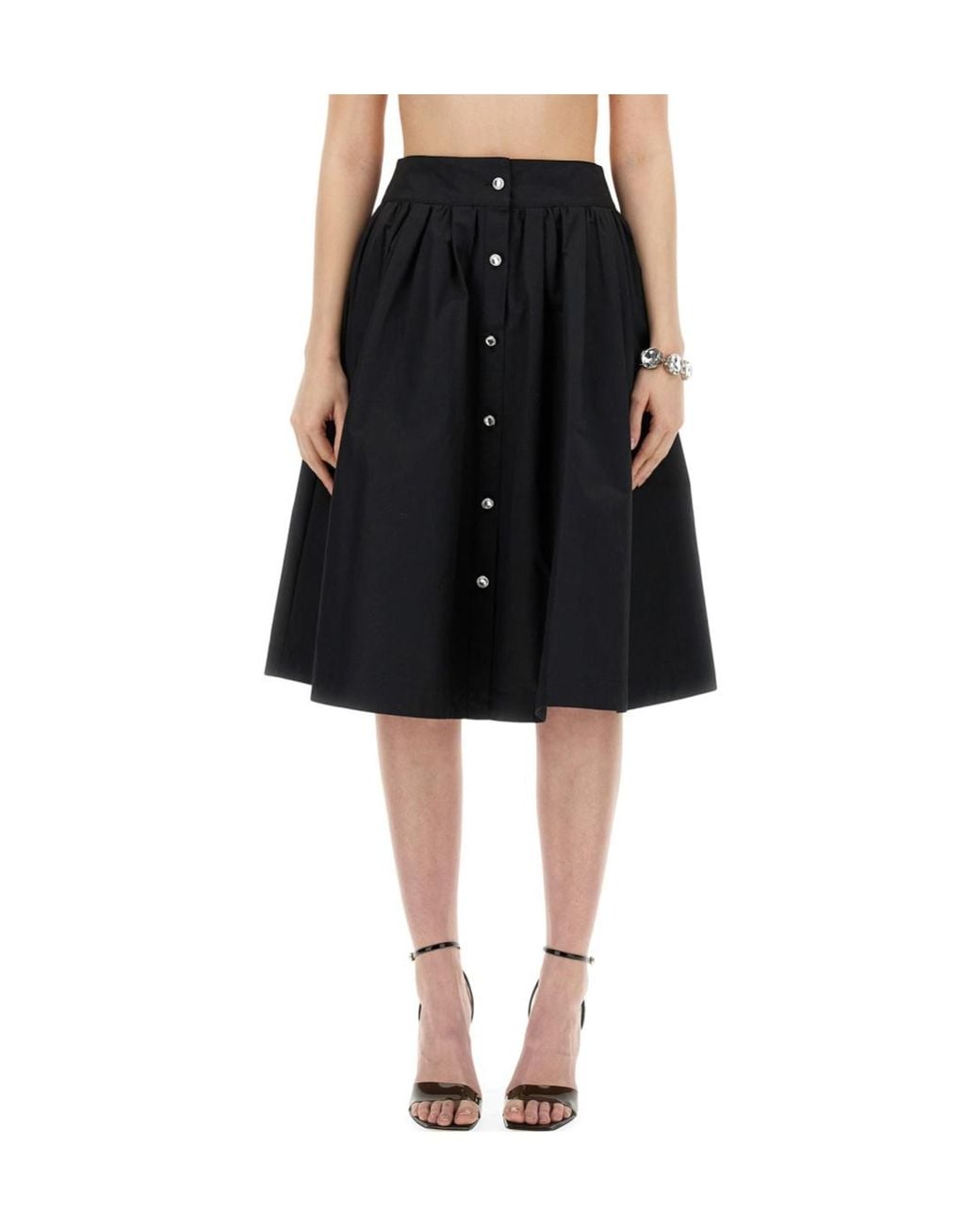 Moschino Black Logo Logo Pleated Skirt