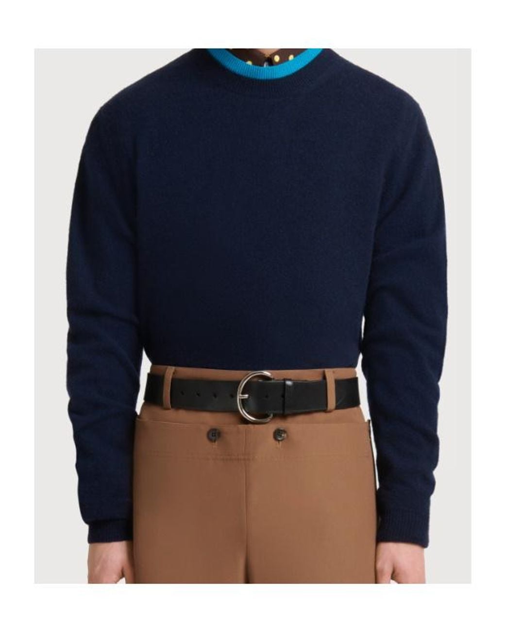 Marni Blue Layered Effect Jumper for men
