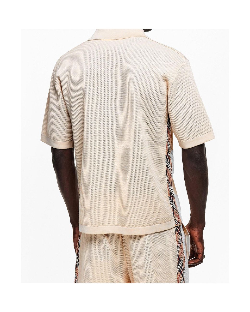 Burberry Natural Knitted Short Sleeve Polo Shirt for men