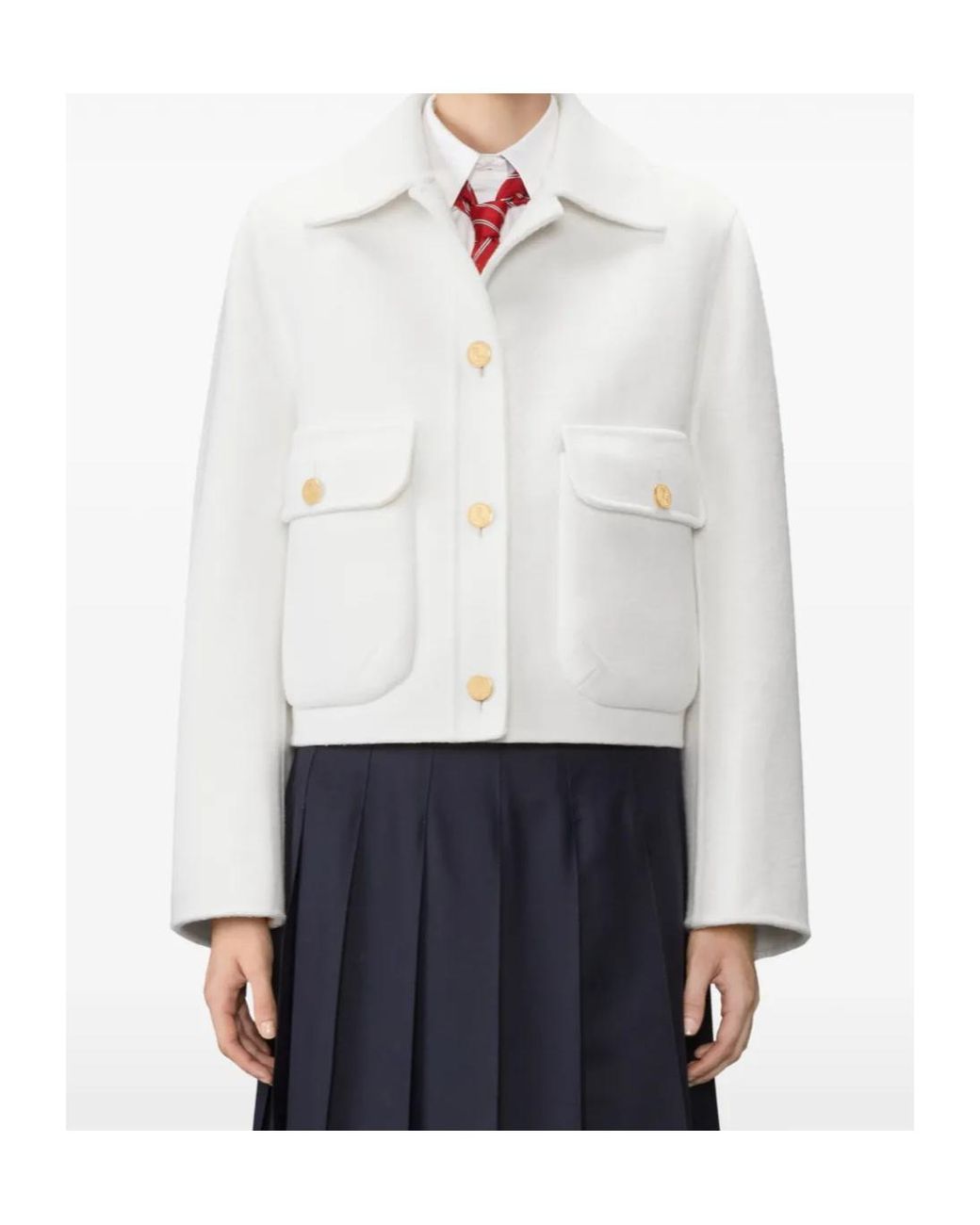 Thom Browne White Bell Sleeve Wool Jacket