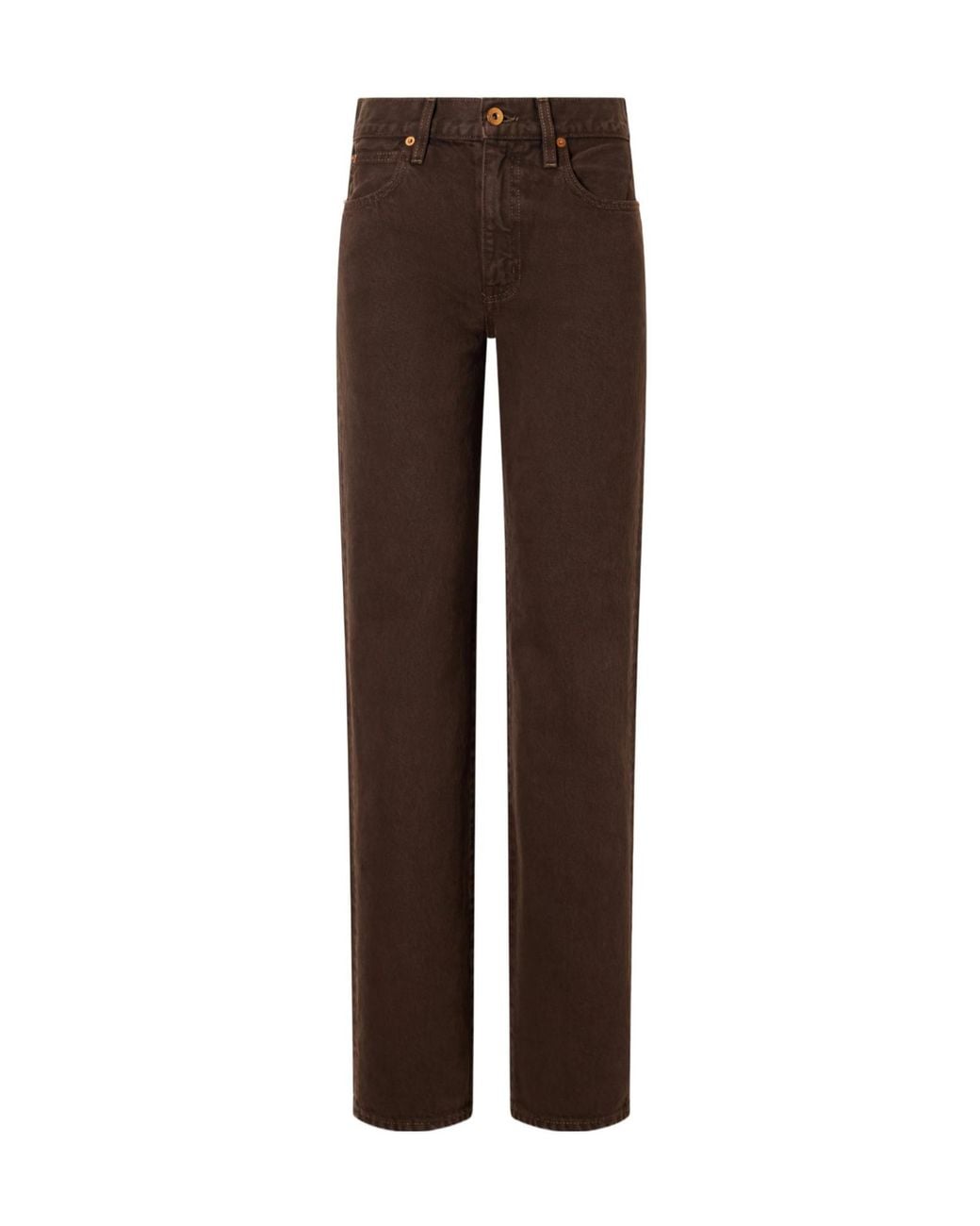 SLVRLAKE Denim Brown Mid-Rise Straight-Leg Jeans